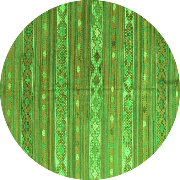 Ahgly Company Indoor Round Oriental Green Traditional Area Rugs, 3' Round