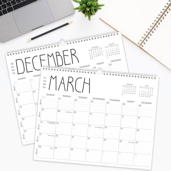 OuMuaMua Wall Calendar, 14 x 11 in 11-Month Paper Hanging Planner Jul 2026-Jun 2027, Thick Paper With Ruled Blocks For Home Office Use