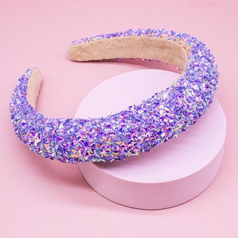 FROG SAC Headbands for Girls - Purple Sequin Padded Head  display picture 2