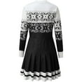 thumbnail image 5 of Lilgiuy Women Casual Round Neck Christmas Deer Snowflake Print Long Sleeve Mini Dress, 5 of 5