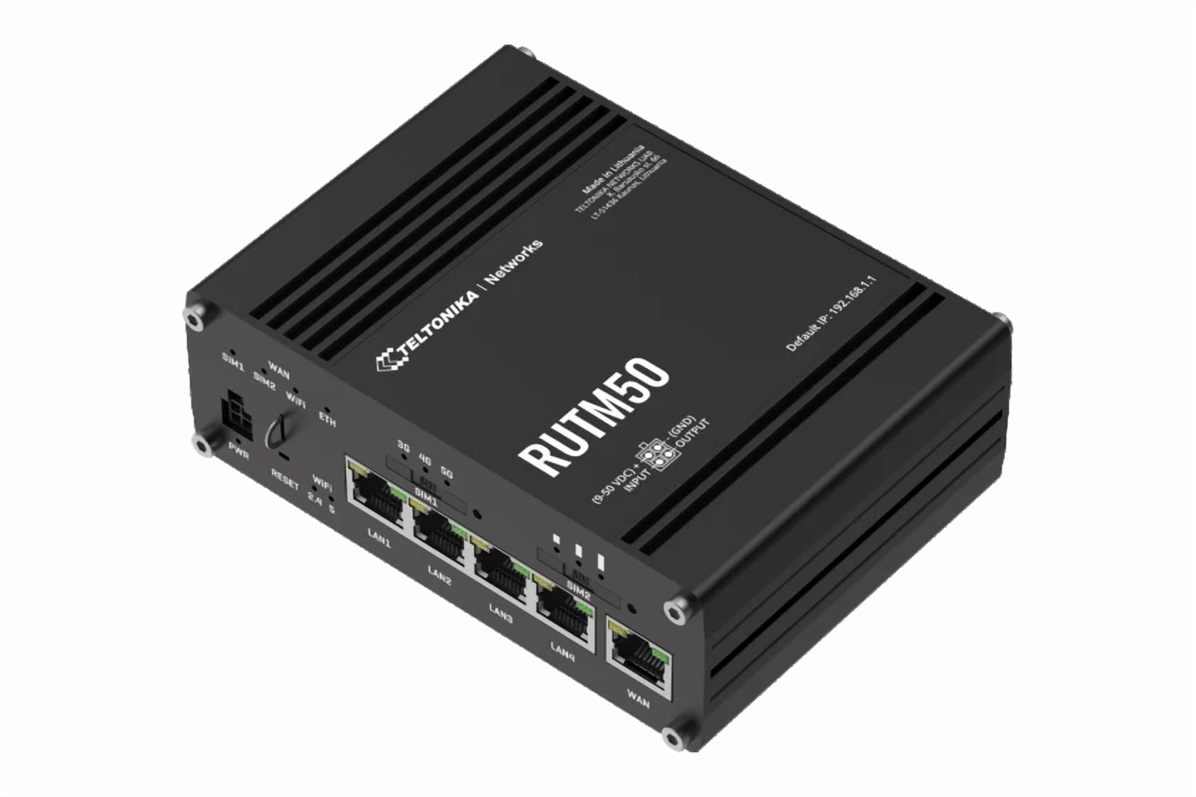 Teltonika RUTM50 Cellular 5G Router; Speeds of up to 3.4 Gbps; Dual SIM with Auto-failover; Backward Compatible with 4G (LTE Cat 19)