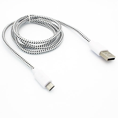 White Braided 6ft Long USB Cable Rapid Charger Sync Wire Durable Data Sync Cord Micro-USB GB for Amazon Fire HD 10 8, Kindle DX Fire HD 6 7 8.9 HDX 7 8.9 - LG G Pad 10.1 7.0 8.0 8.3 F 8.0 X8.3