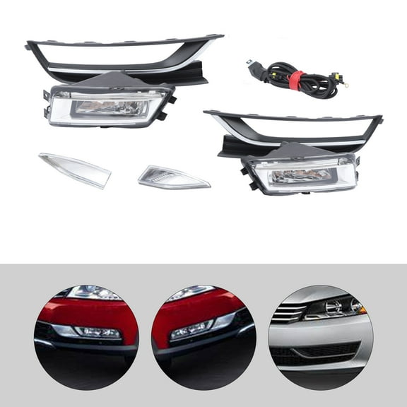 For Volkswagen Passat 2012-2015 Fog Light Kit LH RH Fog Light W/ Bezels &Trim