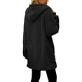thumbnail image 4 of YDDIAN Long Hoodies for Women Plus Size Full Zip Plain Fleece Jackets Fuzzy Long Winter Basic Cute Outerwear with Pockets Black S, 4 of 5