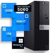 Restored Dell Optiplex 5060 Desktop, Intel i7 Hexa-Core, 32GB DDR4, 1TB SSD, Windows 11 Pro (Refurbished)