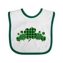 Inktastic St. Patrick's Day Clovers in Plaid Boys or Girls Baby Bib
