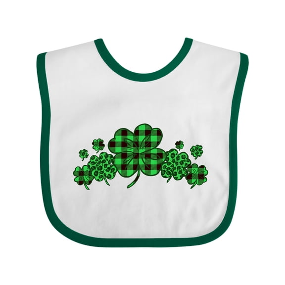 Inktastic St. Patrick's Day Clovers in Plaid Boys or Girls Baby Bib