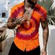 thumbnail image 1 of Ceisia Men's Slim-Fit Spiral Tie-Dye Short Sleeve Button-Down Shirt Orange XXL Gifts, 1 of 6