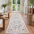 thumbnail image 2 of GlowSol 2'x6' Floral Washable Runner Rug Soft Bedside Runner Rugs for Bedroom Non-Slip Low Pile Rug for Kitchen Hallway, Pink, 2 of 8