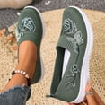 thumbnail image 5 of XUNKUSGA Walking Shoes Women Trendy Embroidered Knit Womens Shoes Casual Breathable Mesh Slip On Shoes Women Lightweight Comfortable Womens Walking Shoes,Green,5.5, 5 of 9