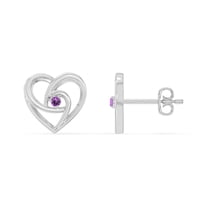 Natural Amethyst Heart Stud Earrings for Women in Sterling Silver, February Birthstone Jewelry Gifts for Her Birthday, Wedding Anniversary, Party, Graduation, Christmas, Mothers Day, Valentines