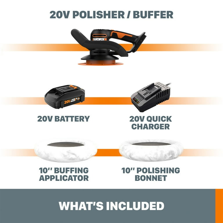 Worx 20V Cordless Orbital Buffer Polisher with Battery Charger WX856L Walmart