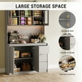 thumbnail image 3 of Garvee 71 Inch Storage Cabinet Kitchen Pantry Cabinet with Doors&Shelves, Kitchen Storage Hutch with Microwave Shelf, Led Lights&Charging Station,Corner Pantry Cabinet Gray, 3 of 11