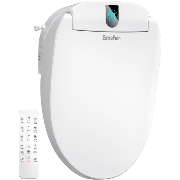 Smart Electric Bidet, Heated Toilet Seat Elongated with Dual Control, LED Display, Instant Warm Water & Air Dryer, Self-Clean Nozzle, Slow Close Lid, UV Light, Child/ECO/Silent Mode