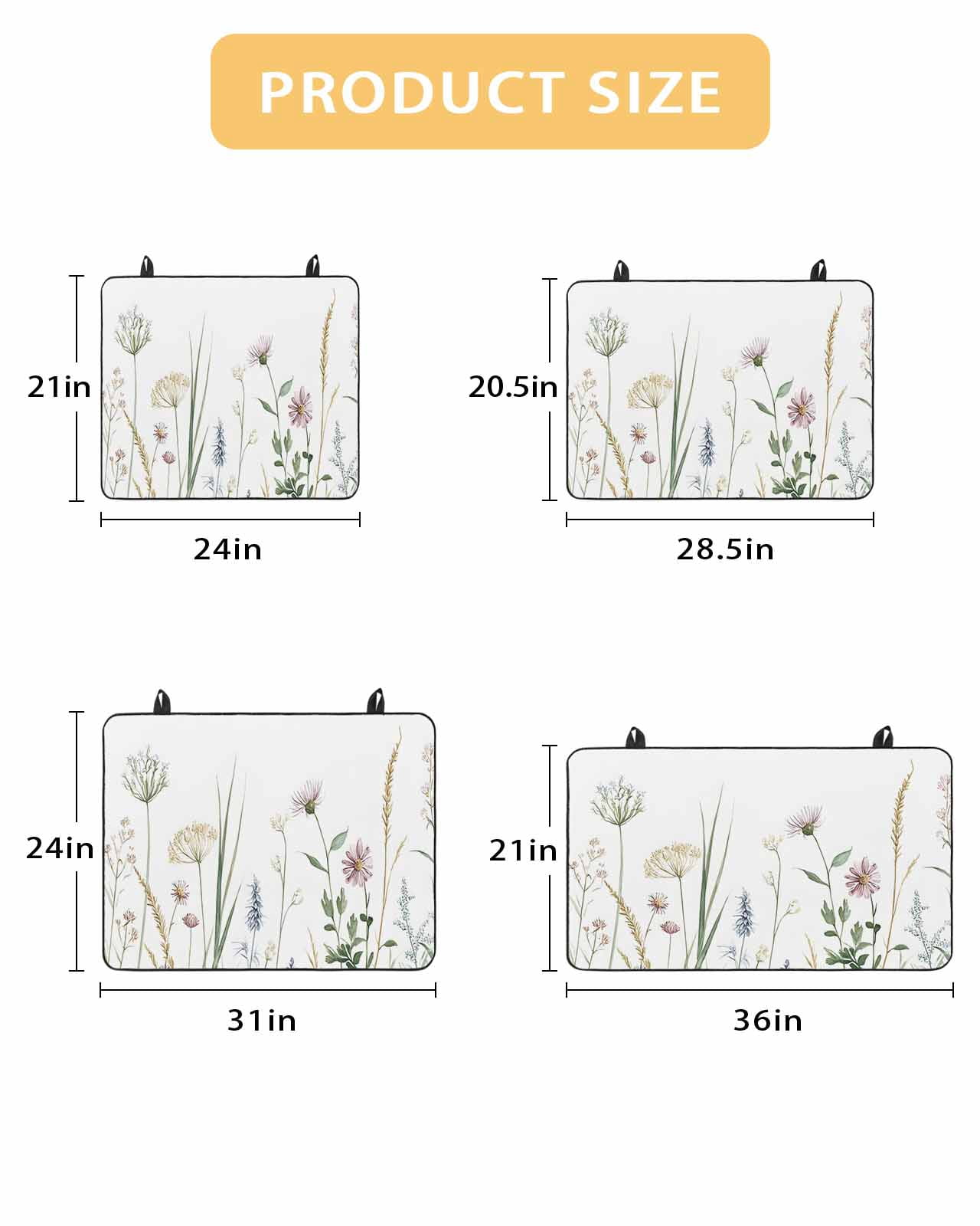nqOlkjepod Large Induction Cooktop Protector Mat 24"x21", Summer Botanical Floral Stove Top Covers for Electric Stove, Rustic Spring Flowers Decorative Stove Burner Cover Mats, Glass Top Stove Cover