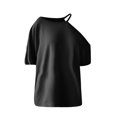thumbnail image 3 of Pntutb Mujeres Moda O-cuello Sin Tirantes Sólido Camiseta tops Manga Corta Blusa Suelta Pntutb Pntutb-7906, 3 of 7