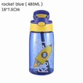 thumbnail image 1 of Cute Cartoon Children Transparent Plastic Leakproof Water Bottle Protable Sippy Cups(Blue Rocket), 1 of 4