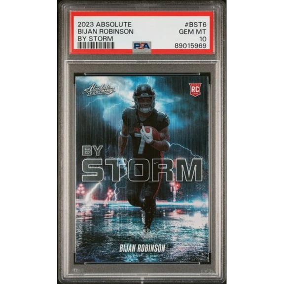 Graded 2023 Panini Absolute Bijan Robinson #BST6 By Storm Rookie RC Football Card PSA 10 Gem Mint