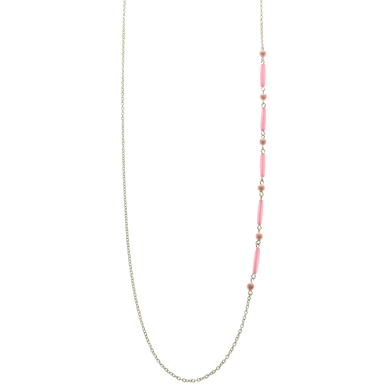Mi Amore Adjustable Dangle-Belly-Chain Silver-Tone/Pink