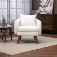 thumbnail image 3 of Wood Frame Armchair, Modern Accent Chair Lounge Chair with Thick Backrest, Leisure Barrel Chair for Living Room Home Office, 3 of 7