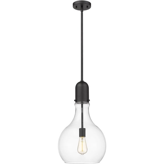 492-1S-BK-G582-12 Innovations Lighting Amherst - 1 Light Mini Pendant In Industrial Style-20.25 Inches Tall and 11.75 Inches Wide-Matte Black