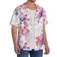 thumbnail image 2 of Gukieu Lilies Flowers Print Men's Short-sleeved Shirts, Button-down Pocket Shirts, T-shirts, Beach Vacation Travel Summer Clothing-Large, 2 of 5