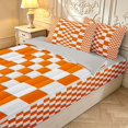 thumbnail image 3 of Manfei Modern Checkered Zipper Twin Comforter Sets with Fitted Sheet and 2 Pillowcases,Art Grid Zipper Bedding Set,Orange,Light Gray Reversible,4pcs, 3 of 8
