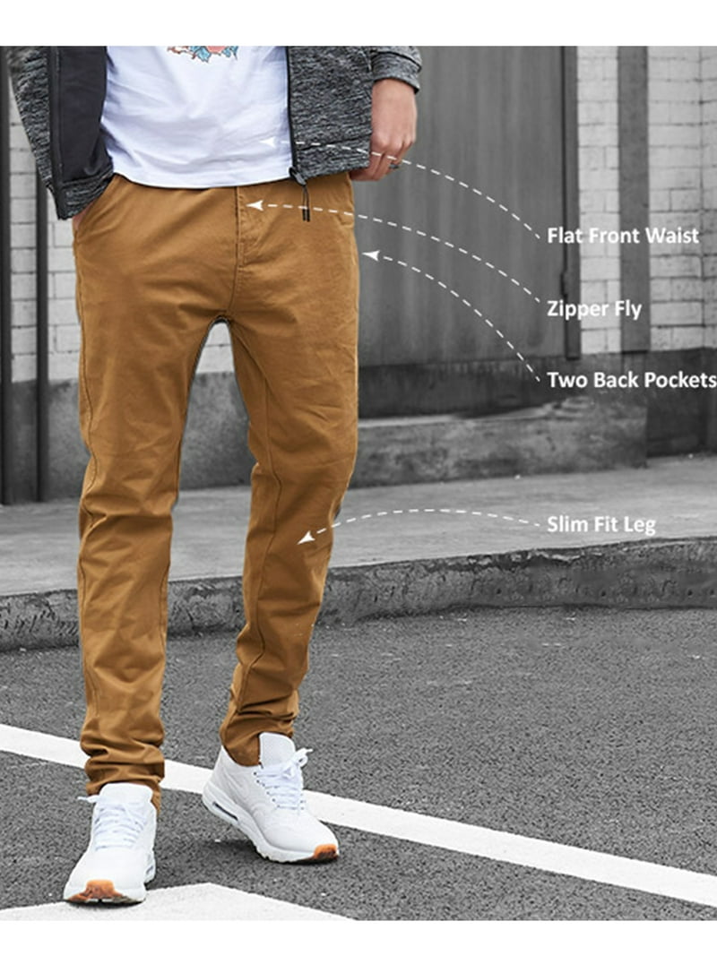 Men's Slim Fit Stretch Chino Pants, Sizes 30-42, 2-Side