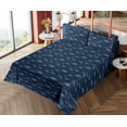 thumbnail image 4 of Ambesonne Sky Print Fitted & Flat Sheet with Sham 3 Pcs Set, Night Time Pattern Stars, Twin, Navy Blue Pale Yellow, 4 of 5