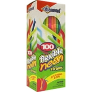 Diamond Flexible Straws, Neon, 100 Ct