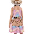 thumbnail image 2 of Uourmeti Girls Capybara Dress Floral Sleeveless Beach Sundress for Summer Kids Cartoon Clothes Midi Tiered Swing Dresses,3-14T, 2 of 7