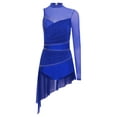 thumbnail image 3 of iiniim Women's Lyrical Dance Costume Rhinestone Asymmetrical Skirted Leotard Figure Ice Skating Dress Blue XL, 3 of 7