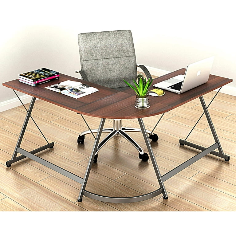 SHW Vista Corner L Desk Walnut Walmart