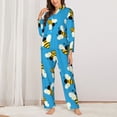 thumbnail image 2 of Honeii Flying Bees print Women's Pajama Sets Long Sleeve Button Down Sleepwear Nightwear Soft Pjs Lounge Sets-Large, 2 of 7