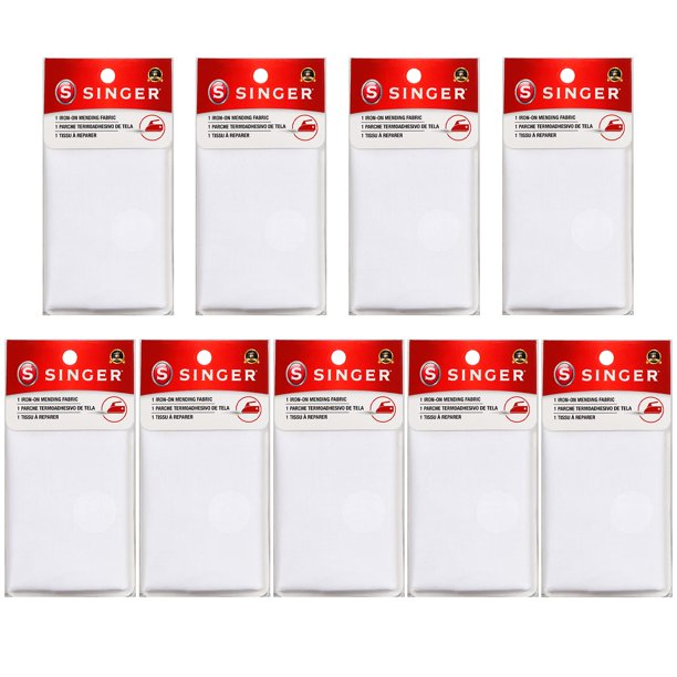 Parche termoadhesivo de tela para remendar de 18 cm x 40 cm, blanco (paquete de 9)