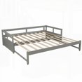 thumbnail image 6 of [Twin Size Wooden Platform Bed with Trundle, No Box Spring, Gray, for Bedroom], 6 of 11