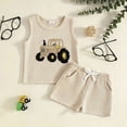 thumbnail image 2 of KPOPLK 2 Piece Toddler Baby Boy Clothes 6 12 18 24 Month 2T 3T Summer Outfits Sleeveless Tank Top T-Shirt + Casual Shorts Set(12-18 Months,Beige), 2 of 5