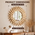 thumbnail image 2 of BEAUTYPEAK 20" Round Wood Sunburst Wall Mirror Vanity Mirror Wall Mounted, Light Brown, 2 of 6