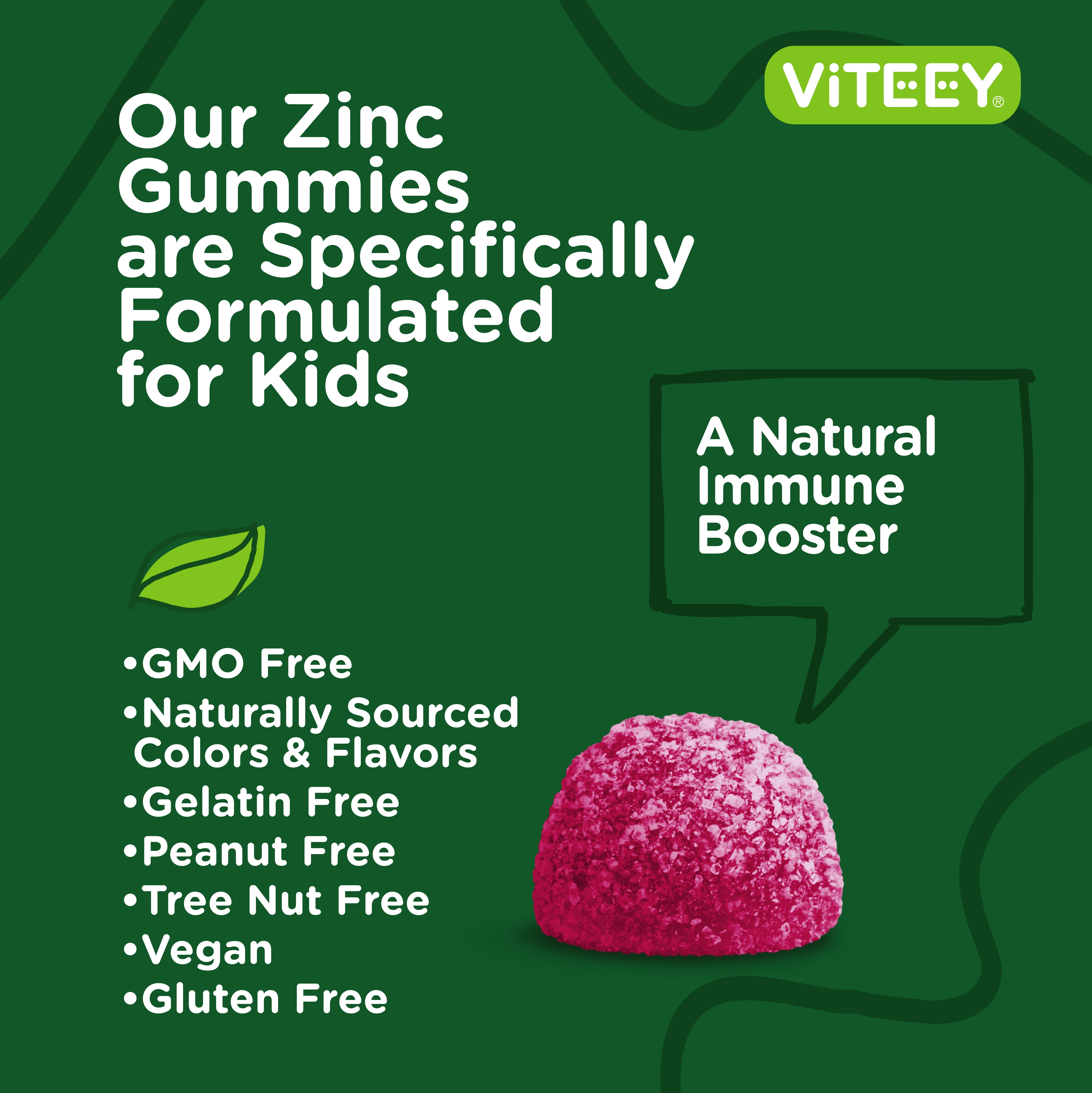 VITEEY Kids Zinc Gummies 15mg, Kids Immune Support Zinc Supplement, Berry Flavor, 120 CtVITEEY Kids Zinc Gummies 15mg, Kids Immune Support Zinc Supplement, Berry Flavor, 120 Ct