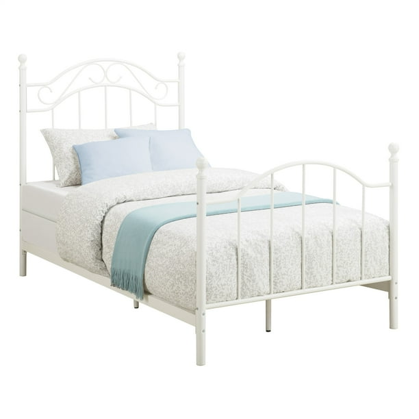 Mainstays Metal Bed, Bedroom Furniture, Twin Size Frame, White