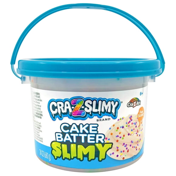 Cra-Z-Slimy 24oz Premade Slime Cake Batter Scented Clear Slime Stretchy Glossy Non-Sticky 1.5lb Slime Bucket with Add-ins