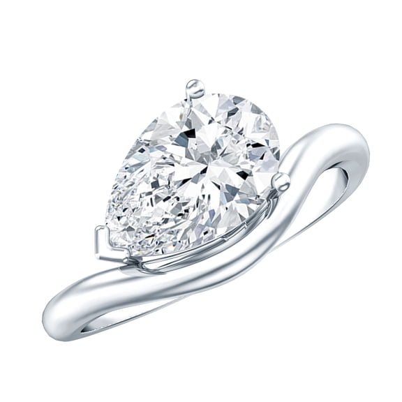 Rosec Jewels IGI Certified Lab Grown Diamond East West Engagement Ring 2 Ct - E-VS1 Grade, 925 Sterling Silver, US 4.00