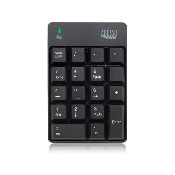 Adesso - Wireless Spill Resistant 18-Key Numeric Keypad - Wireless Connectivity - RF - USB Interface - 18 Key - English