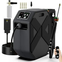 Wall Mounted Pressure Washer - 5000 PSI, 3.6 GPM Electric Power Washer with 100FT Retractable Hose, 5-Stage Adjustable Pressure, Foam Cannon & 5 Nozzles for Car, Lane, Patio Cleaning, Black