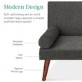 thumbnail image 3 of Best Choice Products Fabric Upholstered Convertible Futon w/ Rounded Armrests, Wooden Legs, 2 Cupholders - Charcoal, 3 of 8