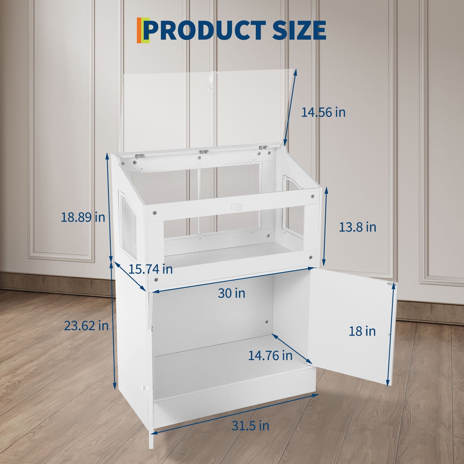 Hamster Cage with Storage Cabinet, Guinea Pig Cage for Small Animals,Large Hamster Cage with Easy View Acrylic Panels,for Rat, Guinea Pig, Hedgehog, Gerbil