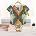 thumbnail image 6 of Abstract Colorful Waves Pattern Pure Cotton Bodysuit Short Sleeve Pajamas One-Piece Romper Unisex 3 Months, 6 of 6