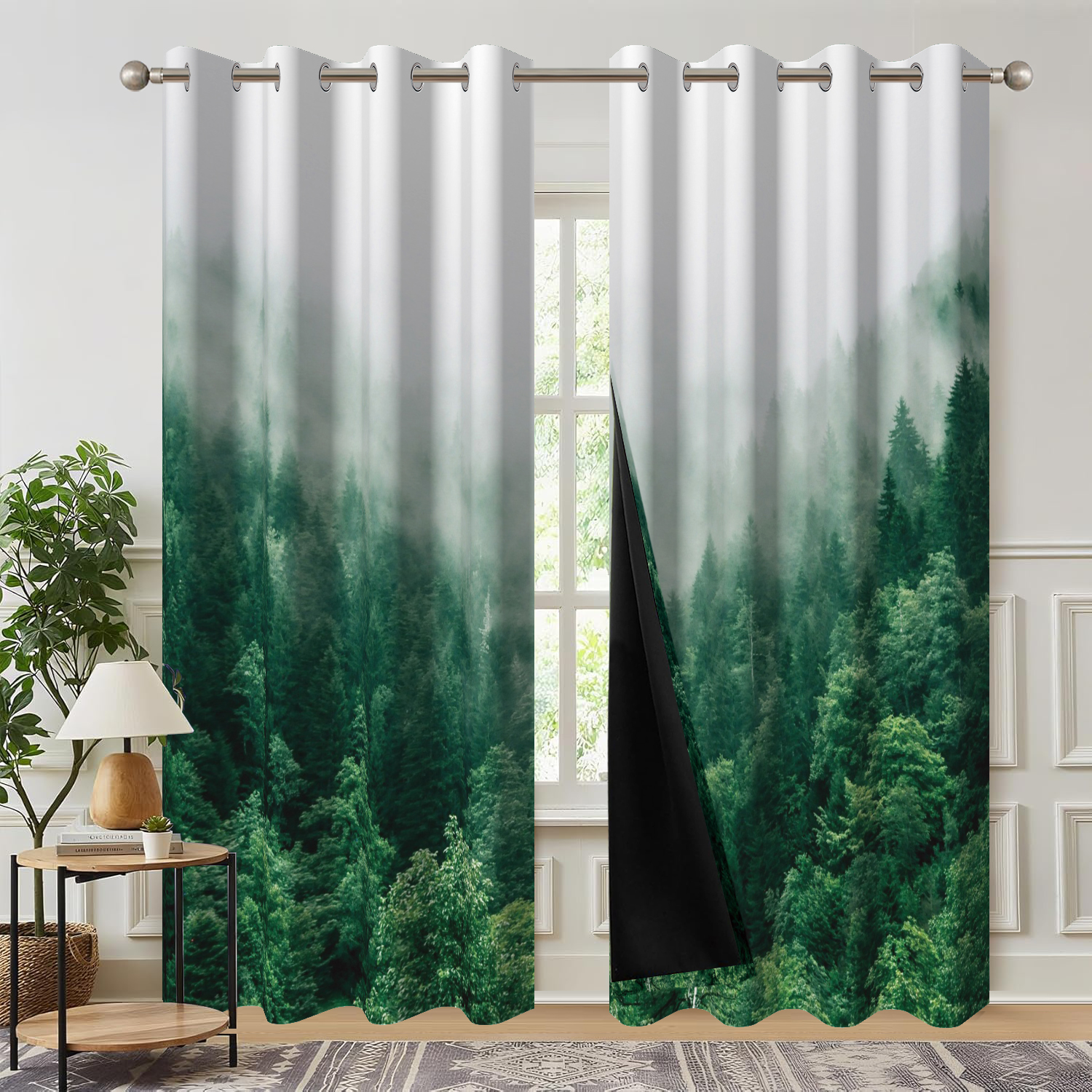 Dashan Green Forest Blackout Curtain for Living Room,Jungle Nature Thermal Insulated Drapes for Bedroom (52Wx84L,2 Panels)