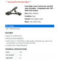 thumbnail image 2 of Front Right Lower Control Arm and Ball Joint Assembly - Compatible with 1997 - 2000 Ford Contour 1998 1999, 2 of 2