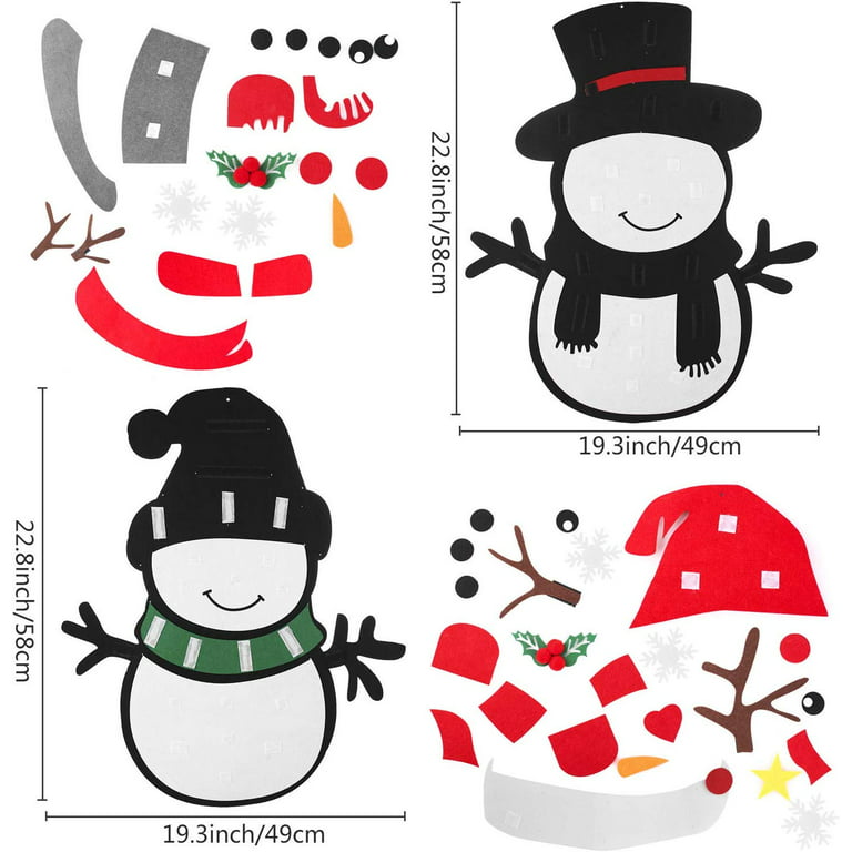 DIY Felt Snowman for Kids Wall Double Side Christmas Games Hanging Ornament
